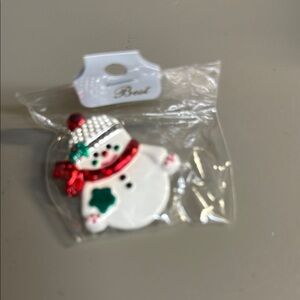 Vintage Christmas Holiday Snowman Pin Brooch Pendant Signed Best Factory Sealed
